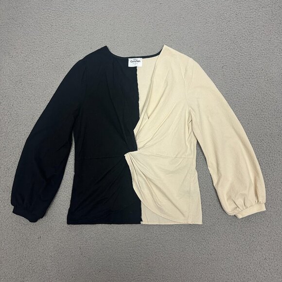 Callahan Knitwear Sweater Rana Cream Black Colorblock Front Twist Knot - Picture 13 of 16